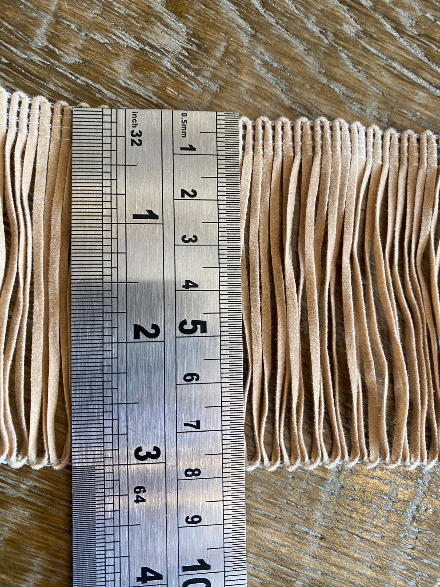 Fawn Faux Suede Fringe, 3" Wide, Upholstery Trim