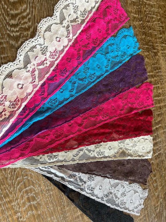 55mm Wide Lace, Stretch Lace, 10colours, Scallop Lace Trim