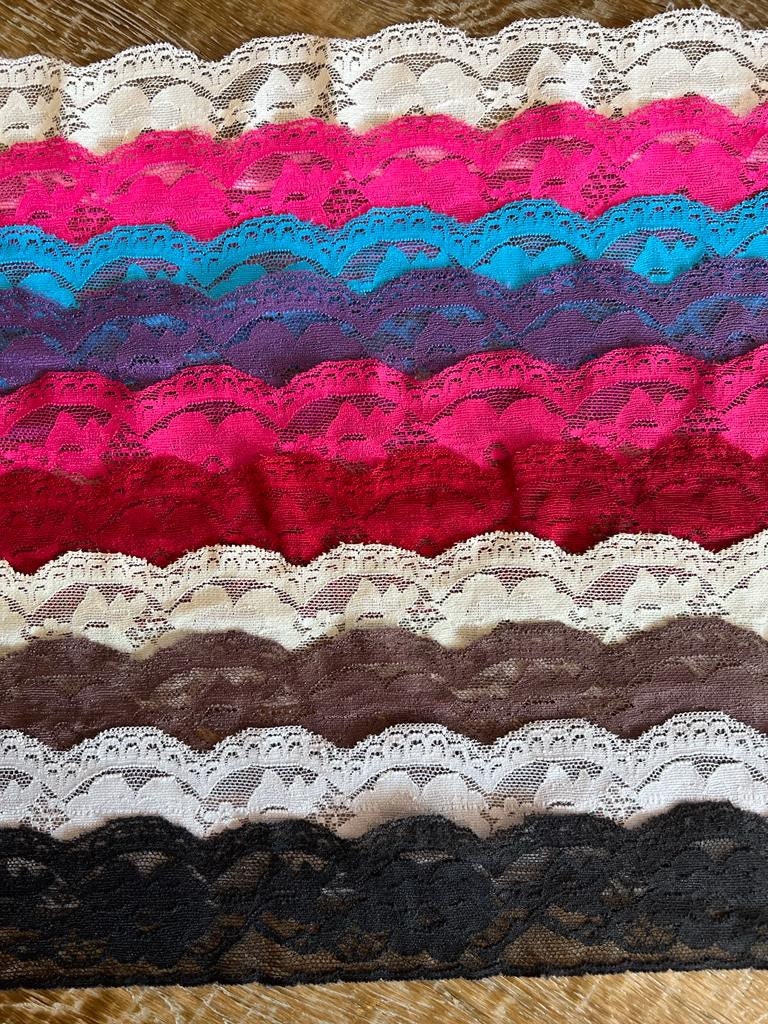 55mm Wide Lace, Stretch Lace, 10colours, Scallop Lace Trim