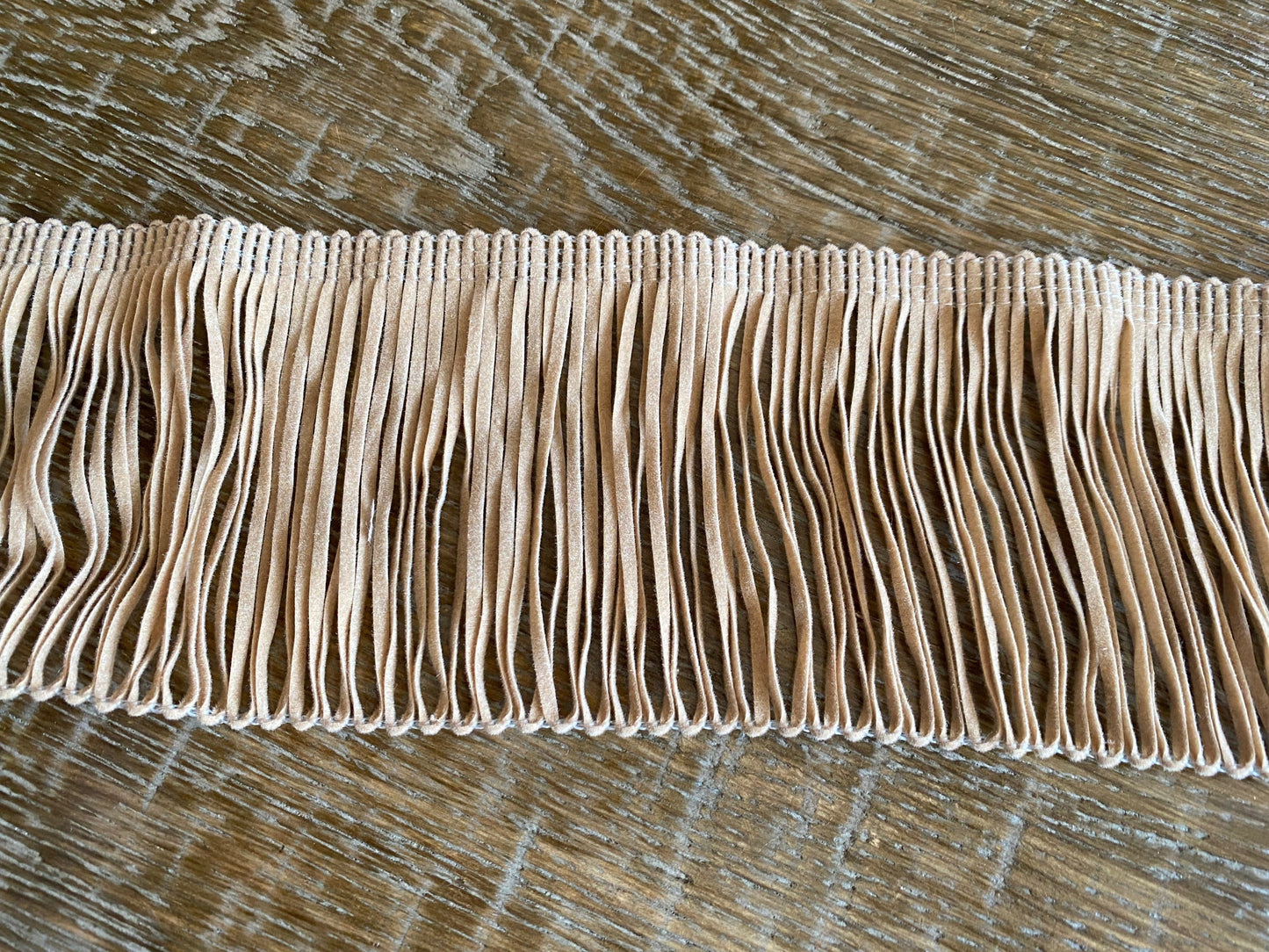 Fawn Faux Suede Fringe, 3" Wide, Upholstery Trim