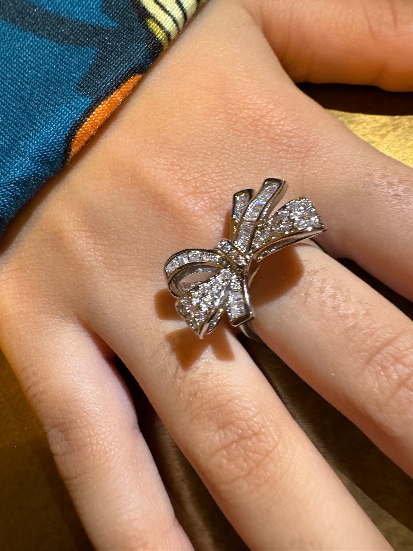 Diamanté Rhinestone Bow Ring, Adjustable Size