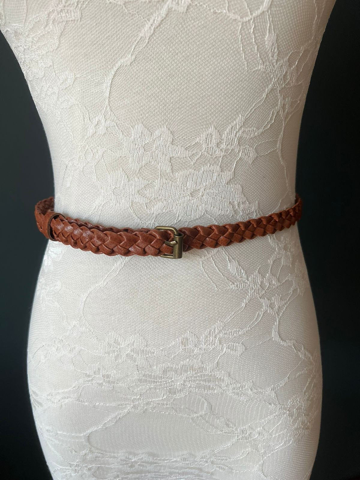 Plaited Tan Brown Vegan Leather Belt – Sizes 6-16