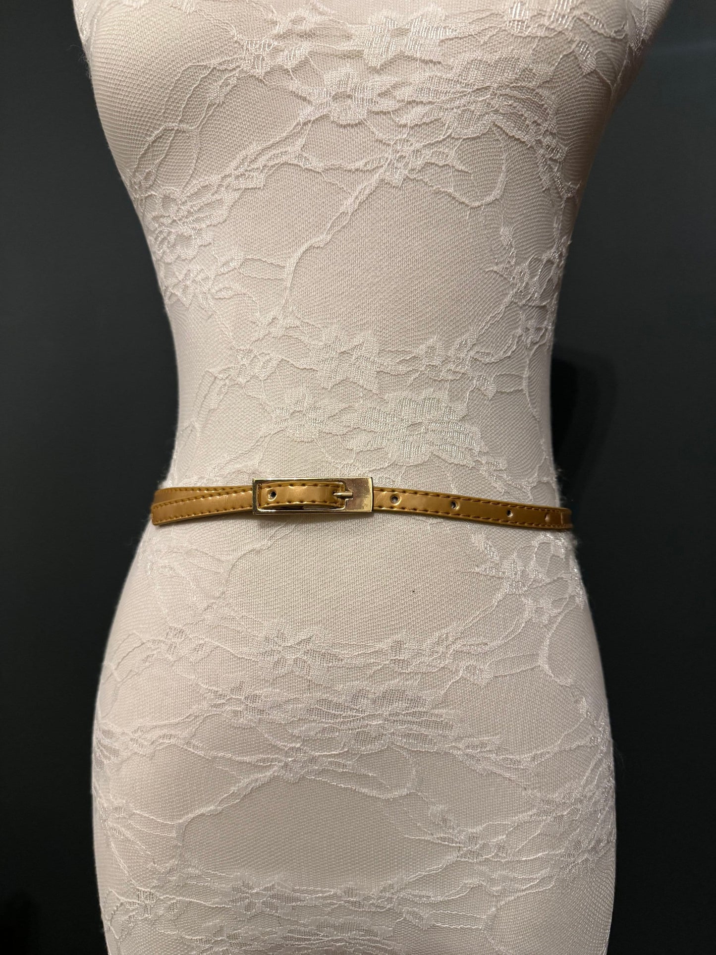 Gold Skinny Belt, 10mm Narrow Dress Belt, Waist Accessory