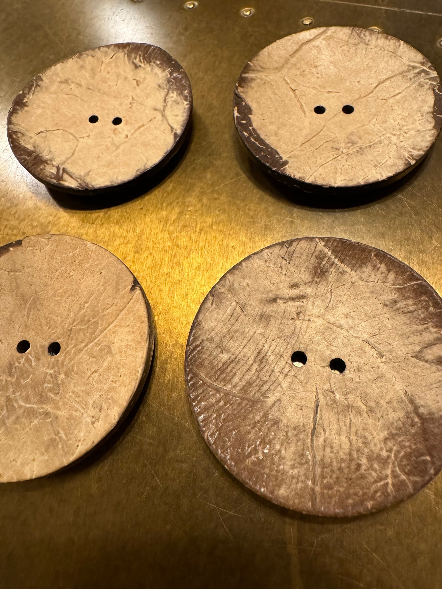 6x Large Coconut Shell Button, Big Buttons, Organic Buttons- 2 inch Natural Coconut shell Button, 2" Button, Brown Buttons