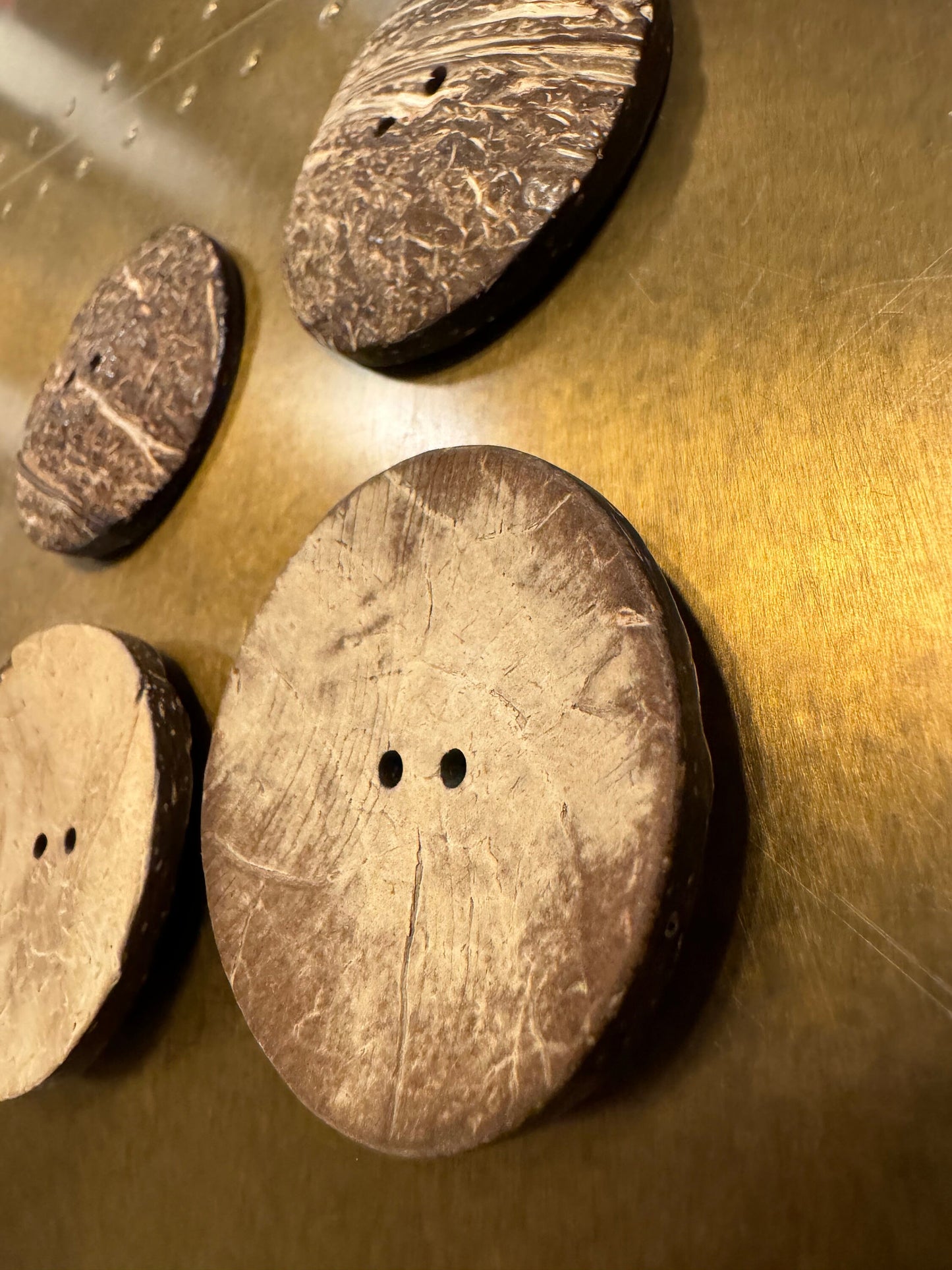 6x Large Coconut Shell Button, Big Buttons, Organic Buttons- 2 inch Natural Coconut shell Button, 2" Button, Brown Buttons