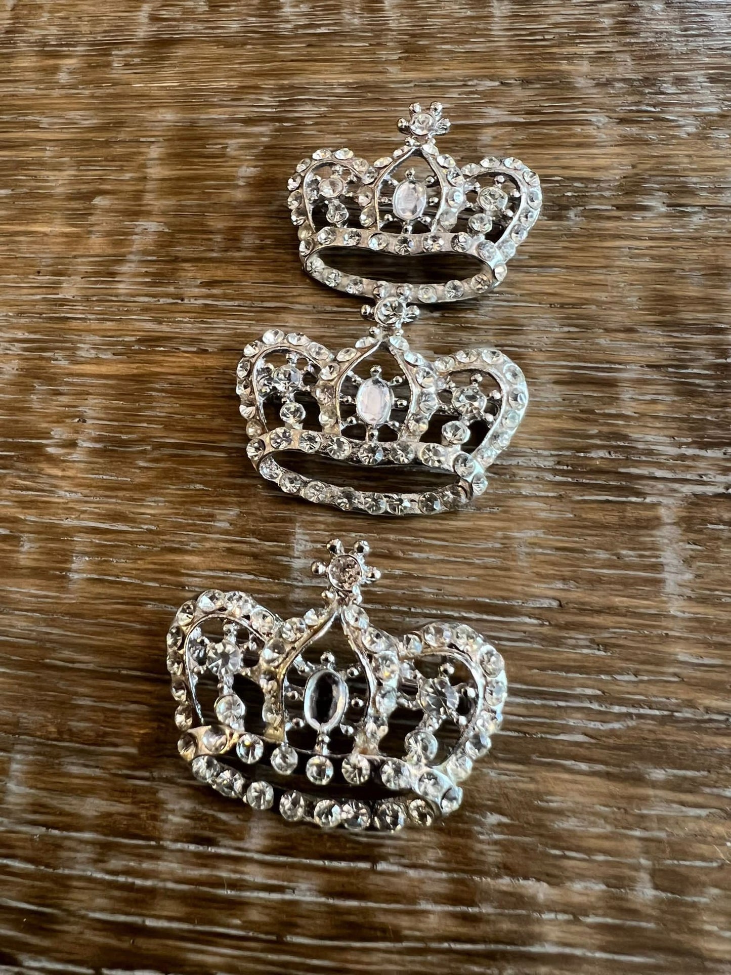 Diamanté Rhinestone Crown Brooch