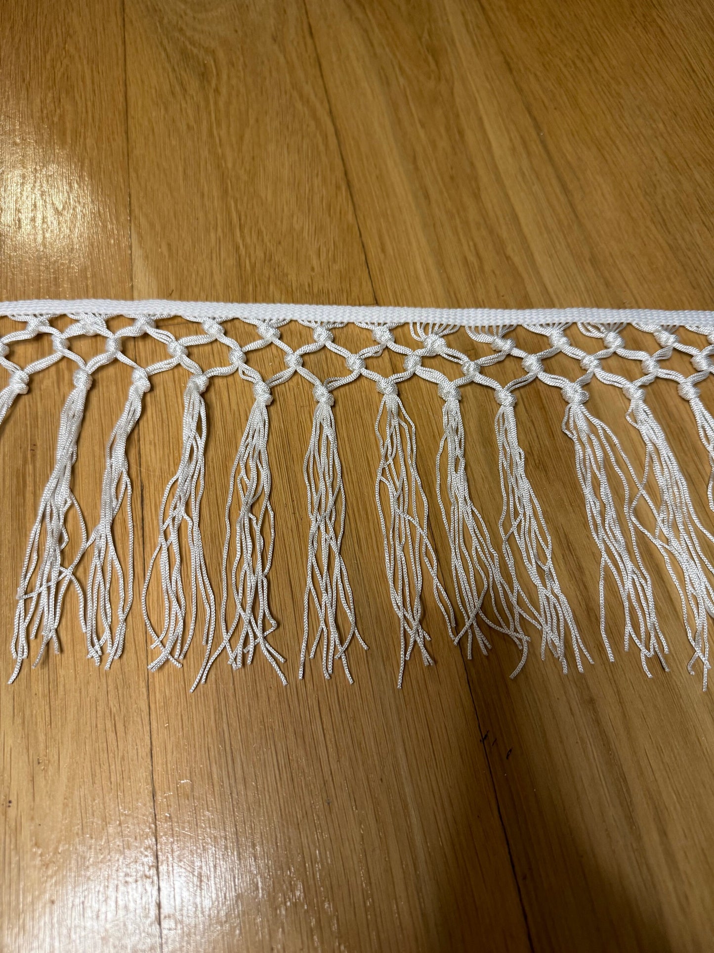 Ivory Knotted Fringe Trimming, 6" Wide, UK Made