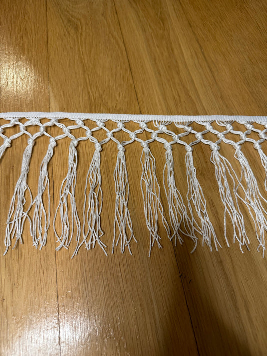 Ivory Knotted Fringe Trimming, 6" Wide, UK Made