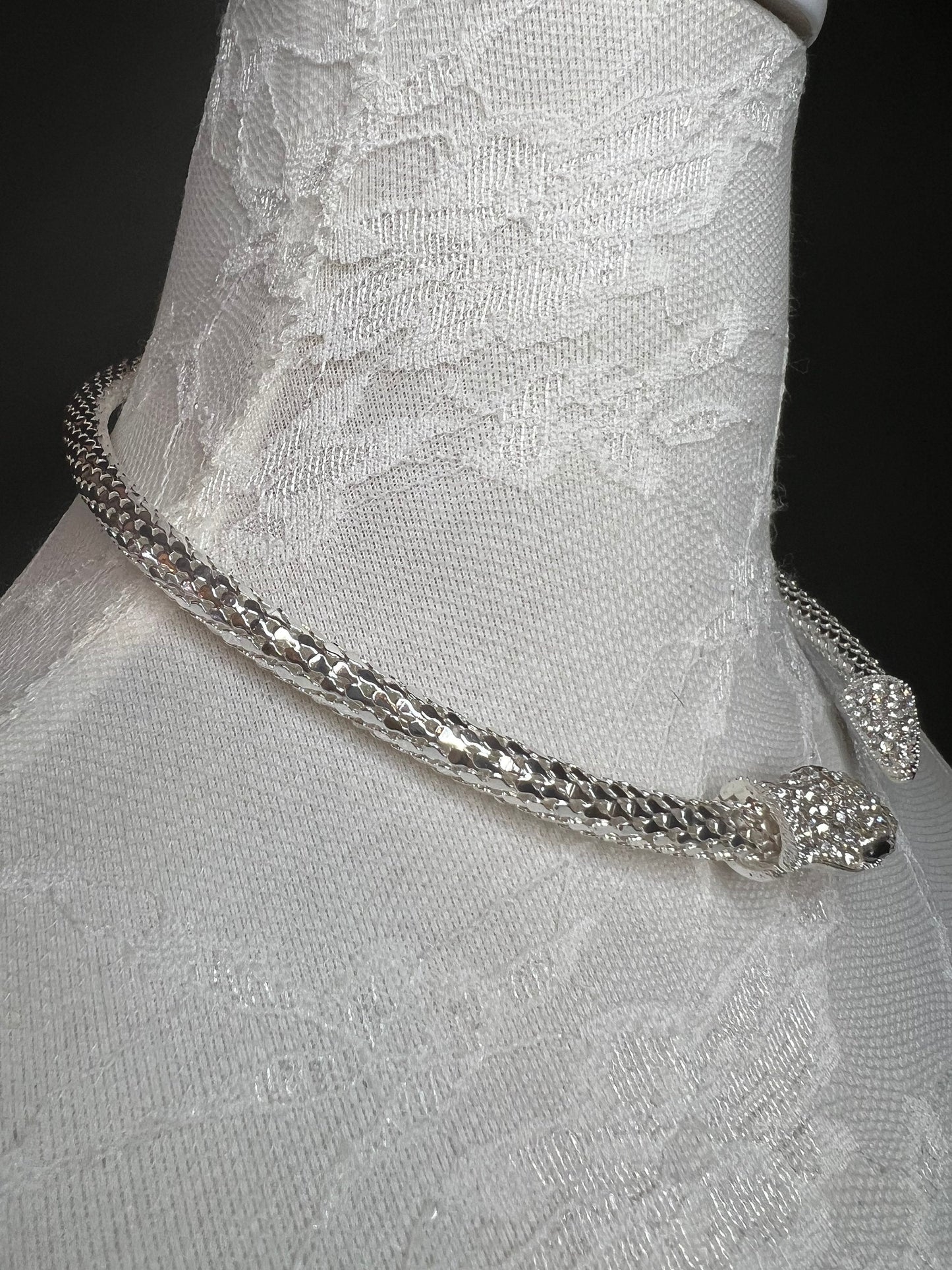 Rhinestone Snake Choker Necklace, Elegant Diamante Design