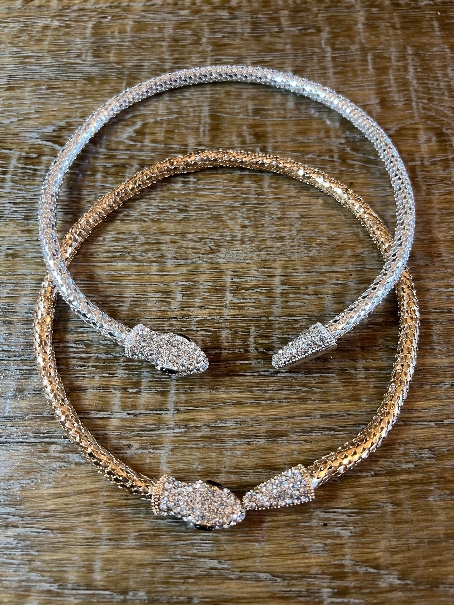 Rhinestone Snake Choker Necklace, Elegant Diamante Design