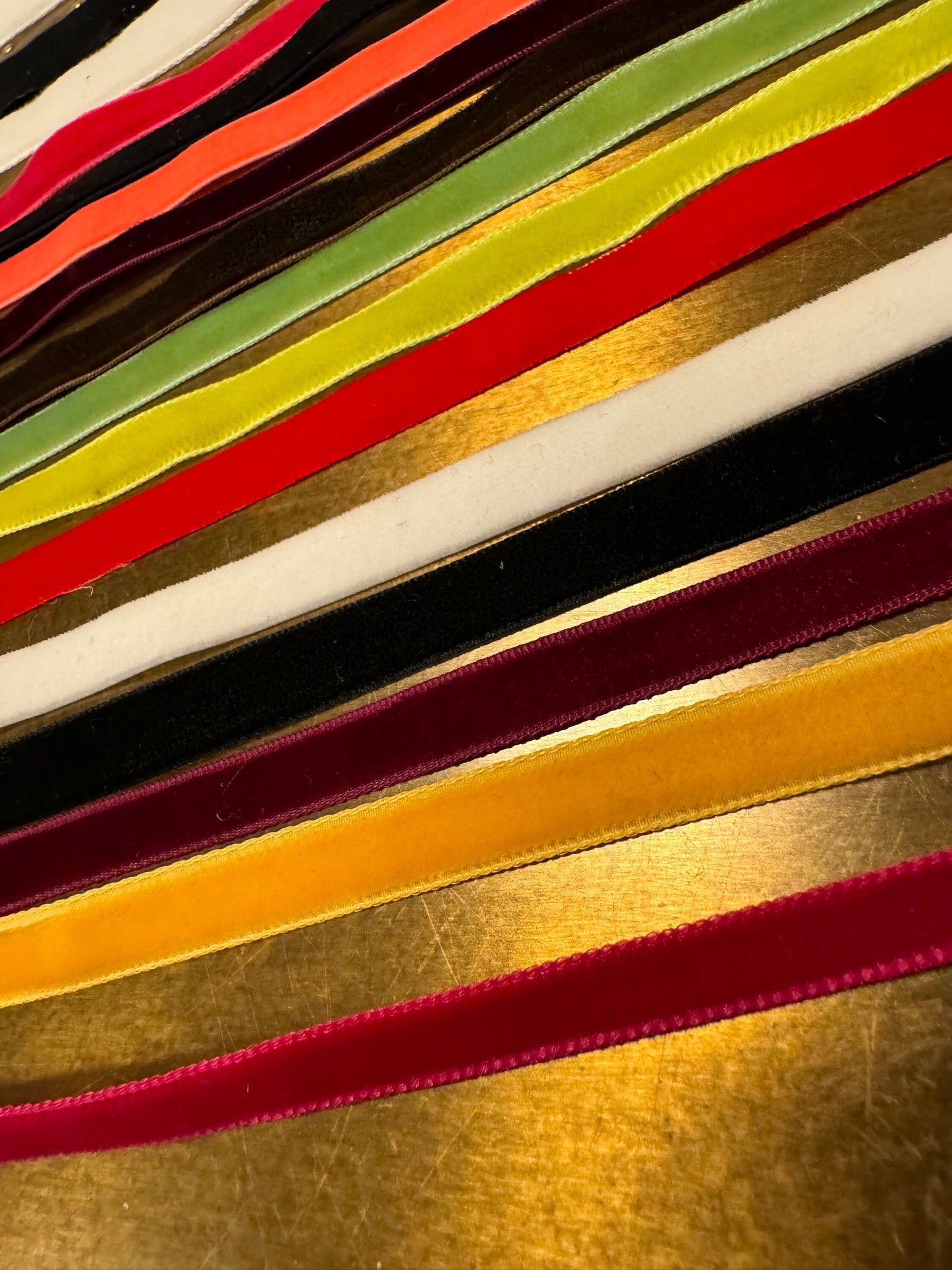 Velvet Ribbon, Rigid Velvet Ribbon, Elasticated Velvet Ribbon, Colours, Soft Velvet Ribbon