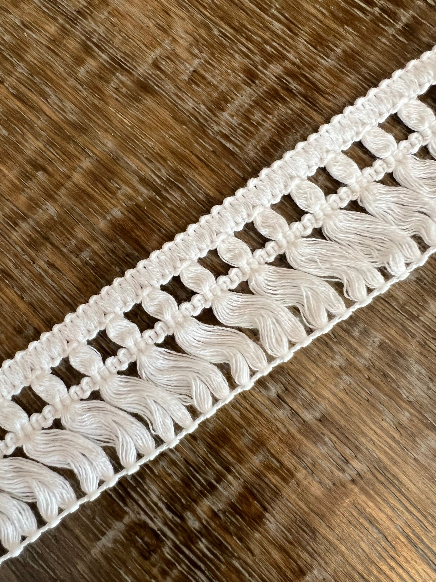 Black & Ivory Cotton Fringe Trim, Vintage Style, 2" Wide
