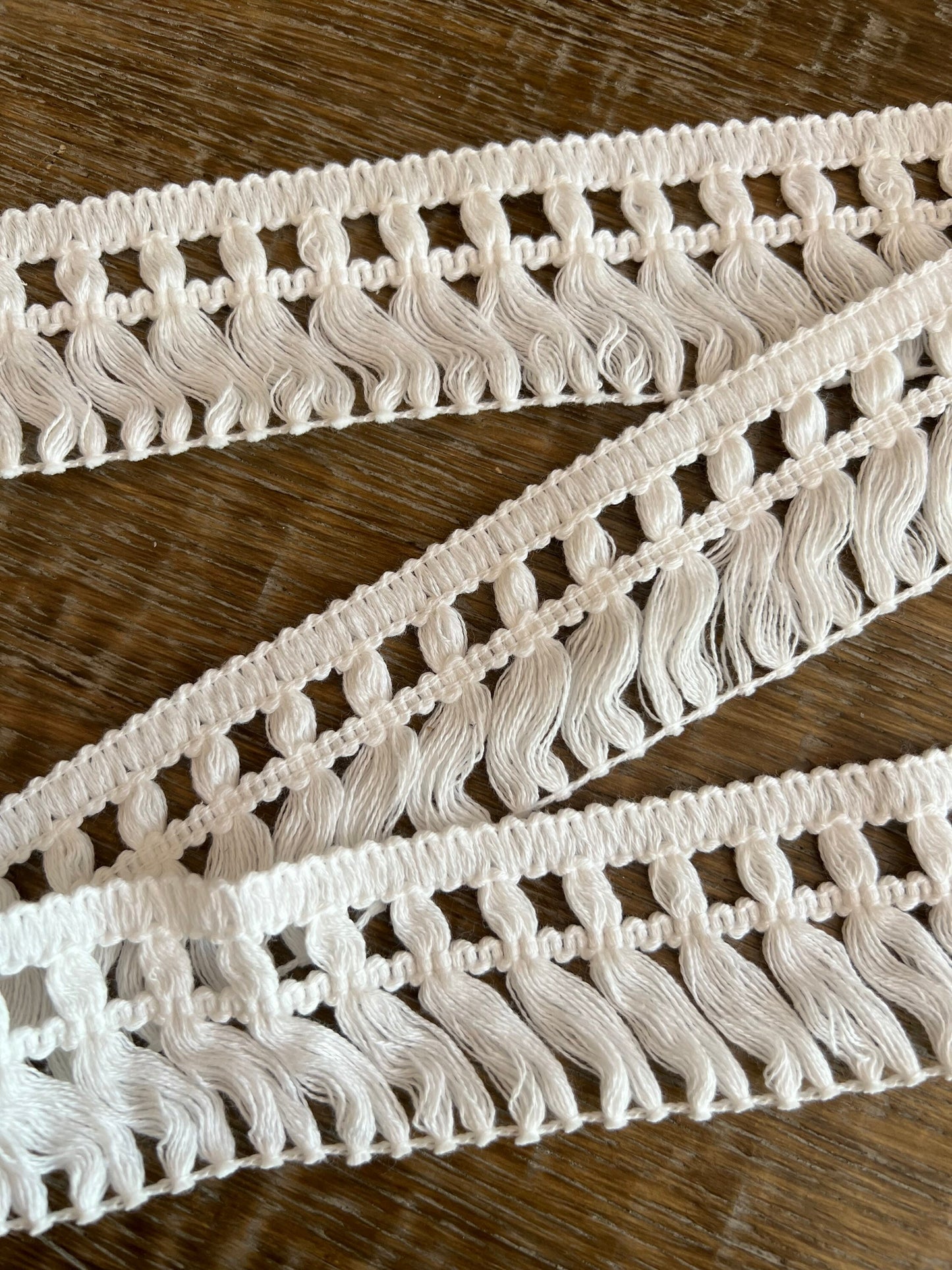 Black & Ivory Cotton Fringe Trim, Vintage Style, 2" Wide