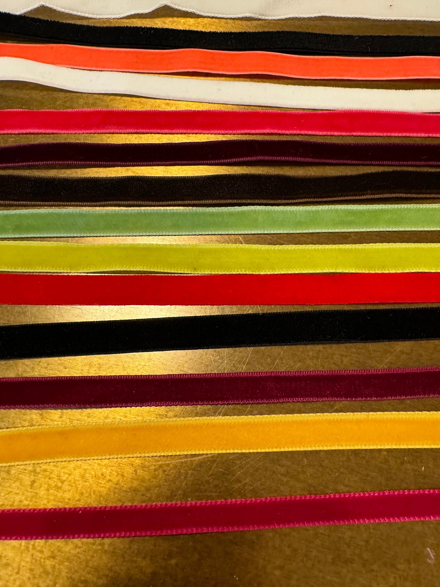 Velvet Ribbon, Rigid Velvet Ribbon, Elasticated Velvet Ribbon, Colours, Soft Velvet Ribbon