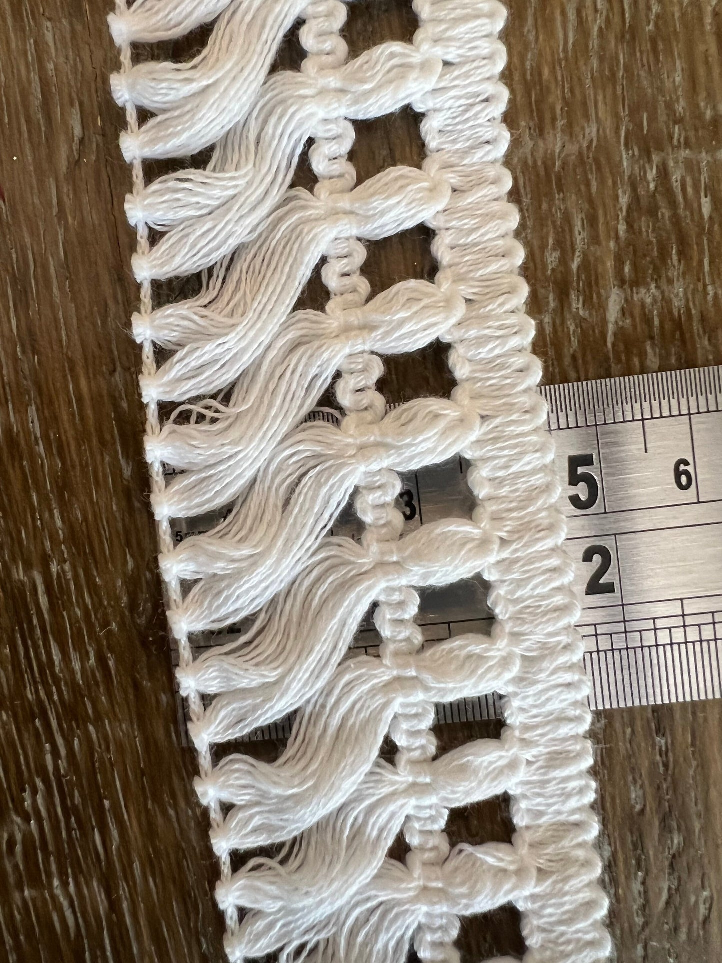 Black & Ivory Cotton Fringe Trim, Vintage Style, 2" Wide