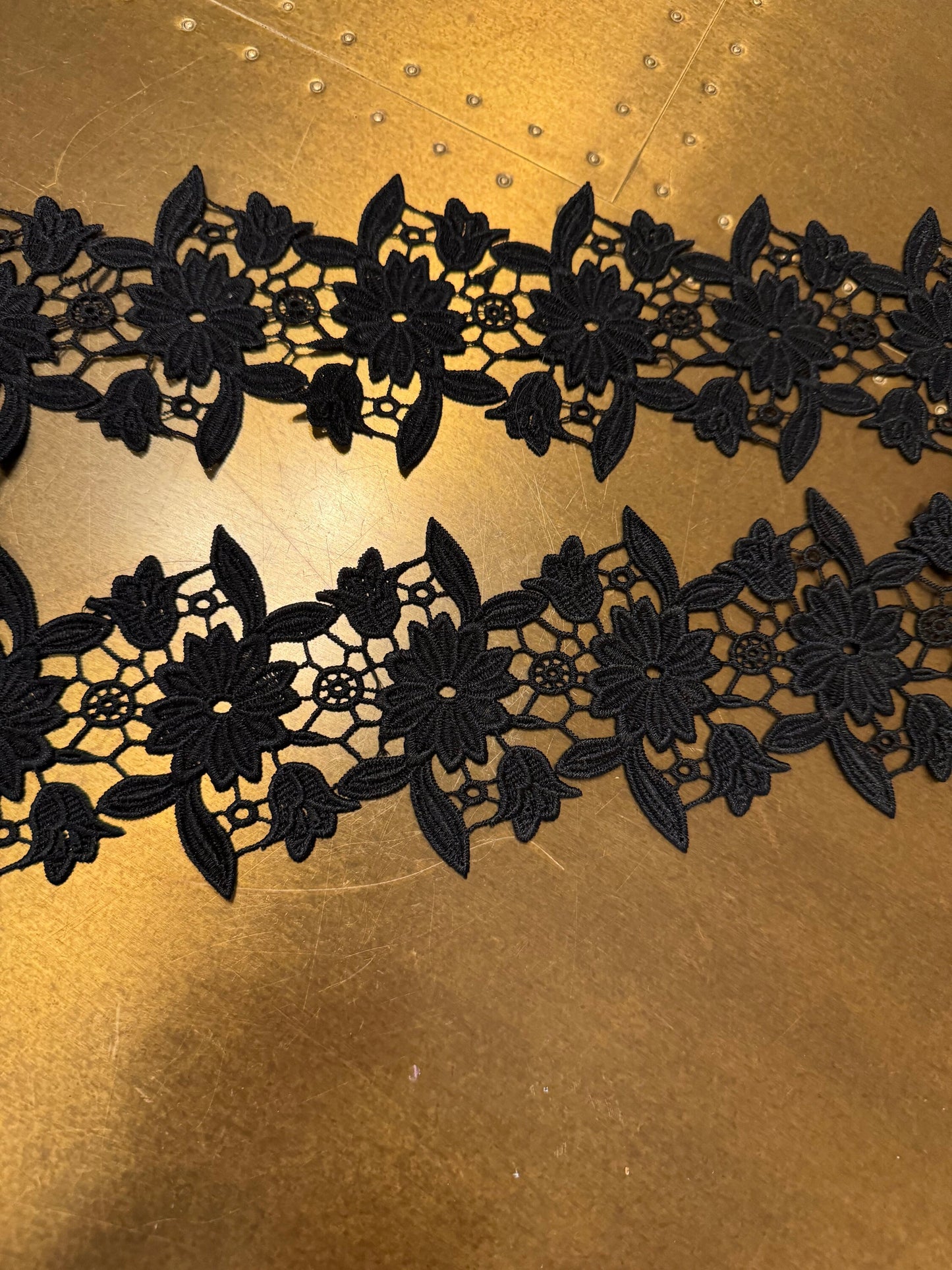 Black Floral Lace Trim, Elegant Dress Embellishment, 3.5” Wide