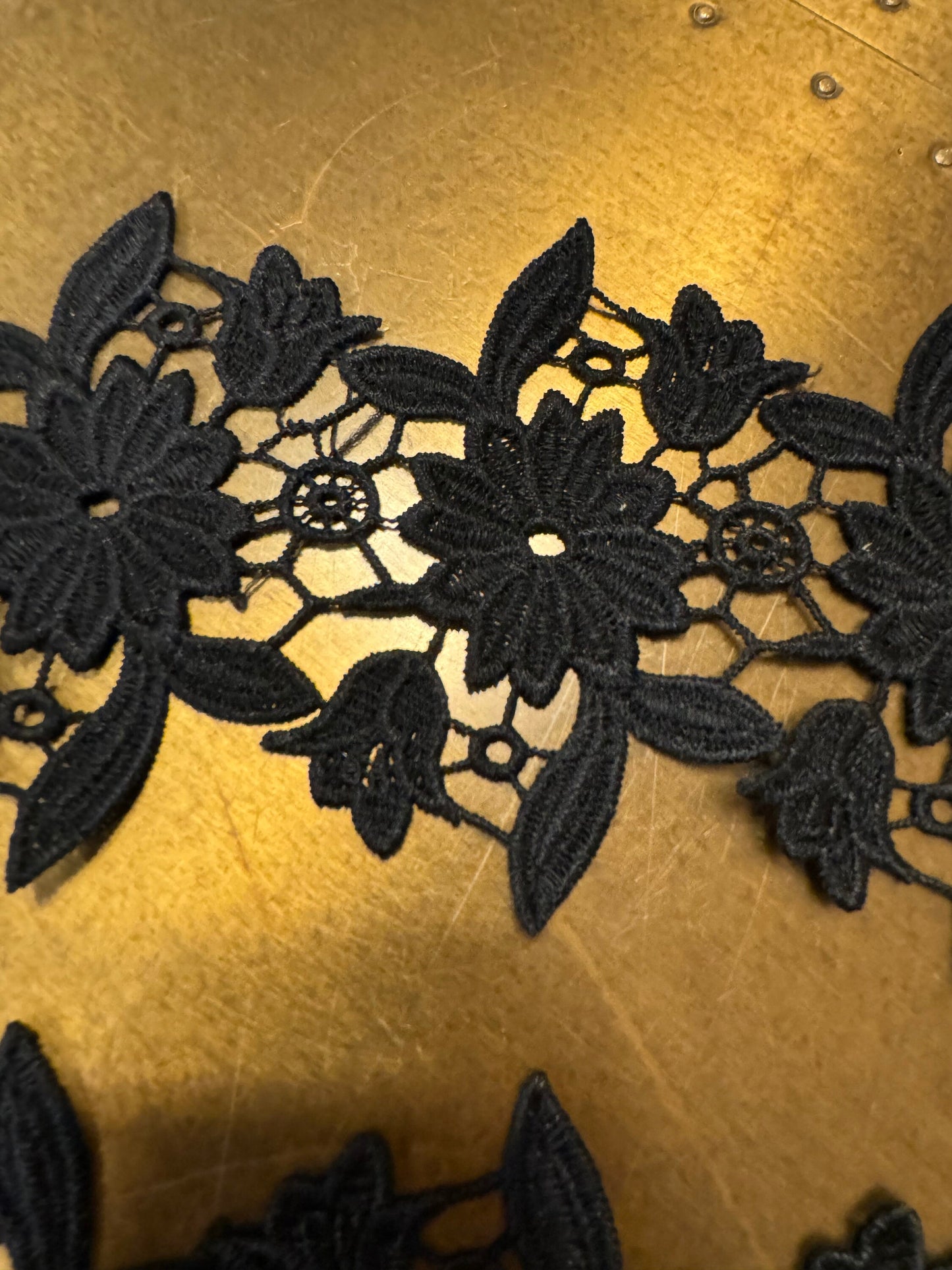 Black Floral Lace Trim, Elegant Dress Embellishment, 3.5” Wide