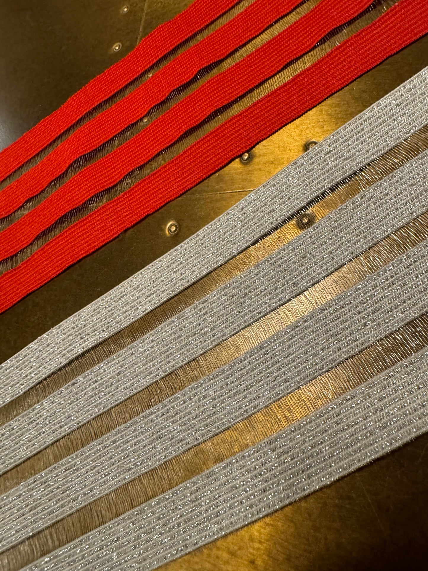 7cm Wide Elastic, Red, Black, Silver Lurex, Crafts, Swimwear