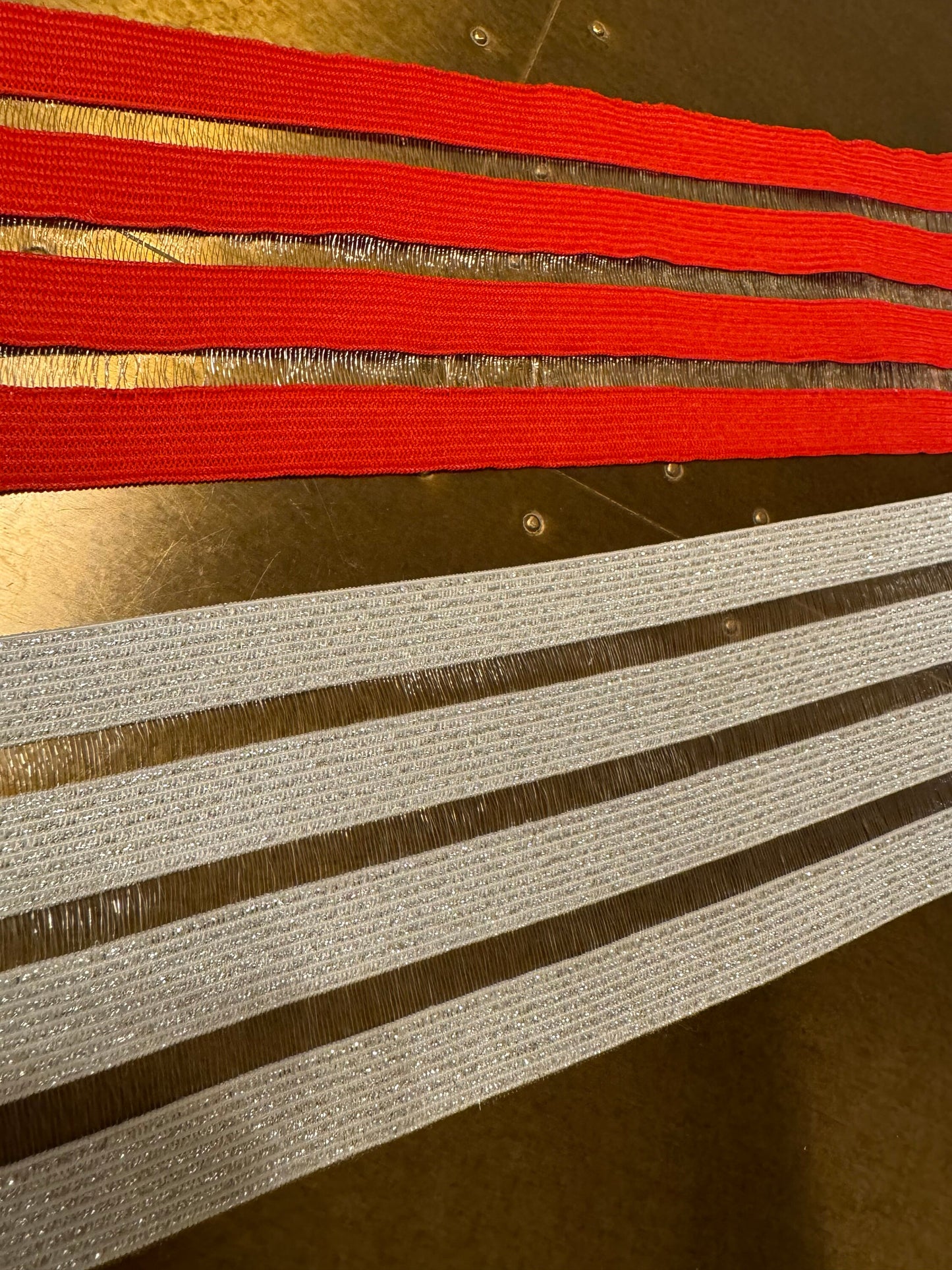 7cm Wide Elastic, Red, Black, Silver Lurex, Crafts, Swimwear