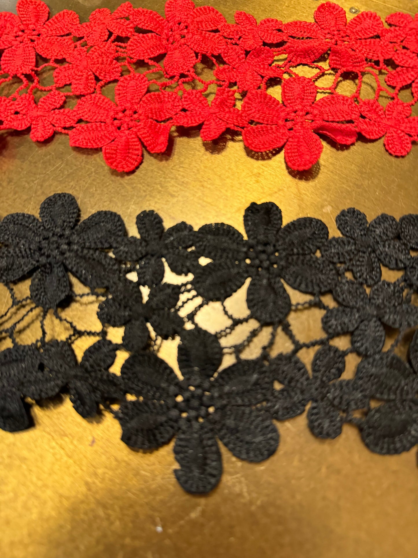 Daisy Lace Trim, Elegant Sewing Lace, Red, Ivory, Black
