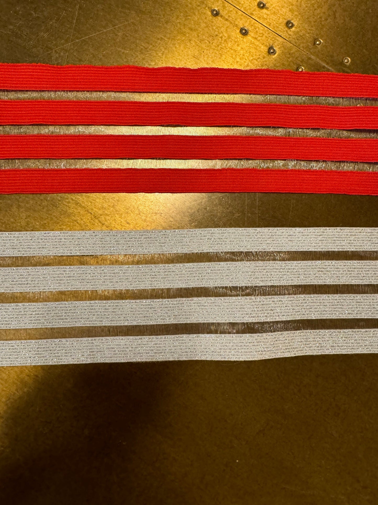 7cm Wide Elastic, Red, Black, Silver Lurex, Crafts, Swimwear