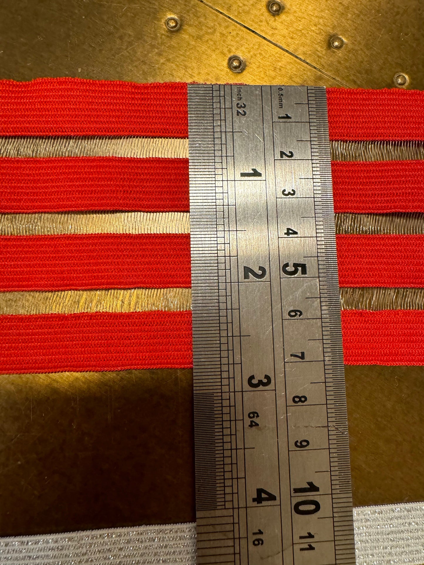 7cm Wide Elastic, Red, Black, Silver Lurex, Crafts, Swimwear