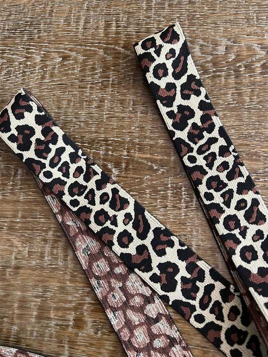 1.6” Wide Animal Print Elastic, Stretchy, Woven Elastic, Animal Print Design, Clothing, Belts, Bags