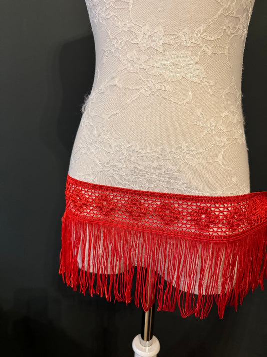 6” Wide Red Fringe, Lush Red Colour, UK Made, Fringe, Fashion, FAN Design, Tassel, Lamps, Clothing, Runway Fashion, FAN Exclusive