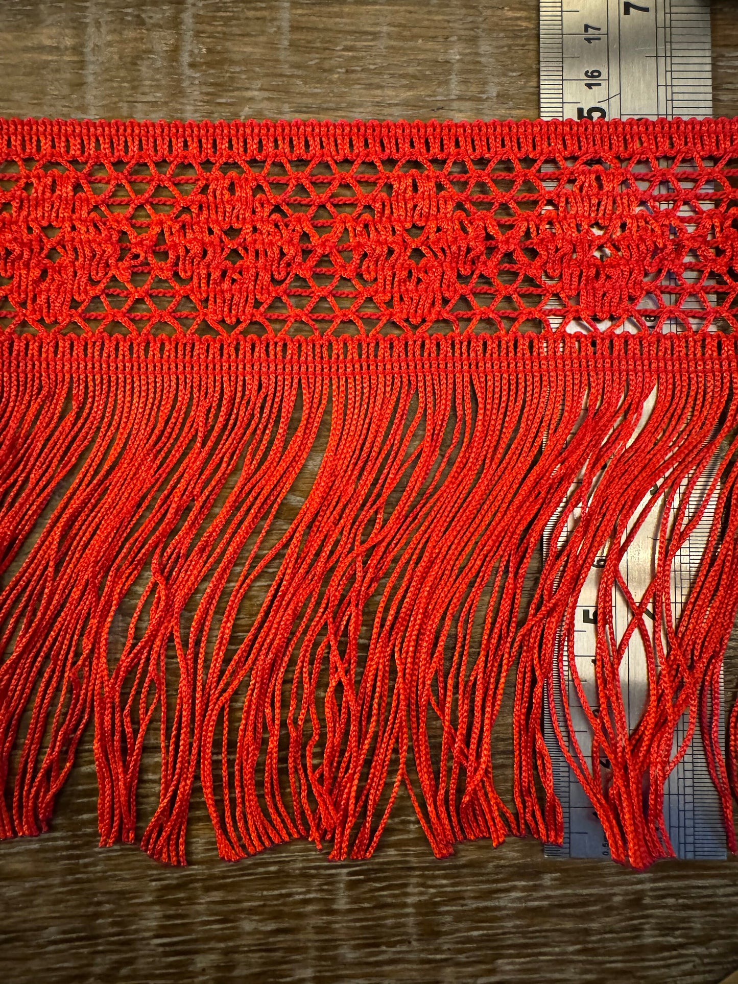 Red Fringe Trim, 6" Wide, UK Made, FAN Exclusive