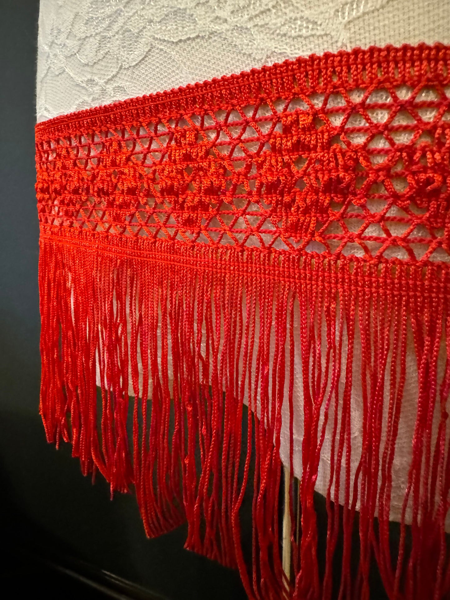 Red Fringe Trim, 6" Wide, UK Made, FAN Exclusive