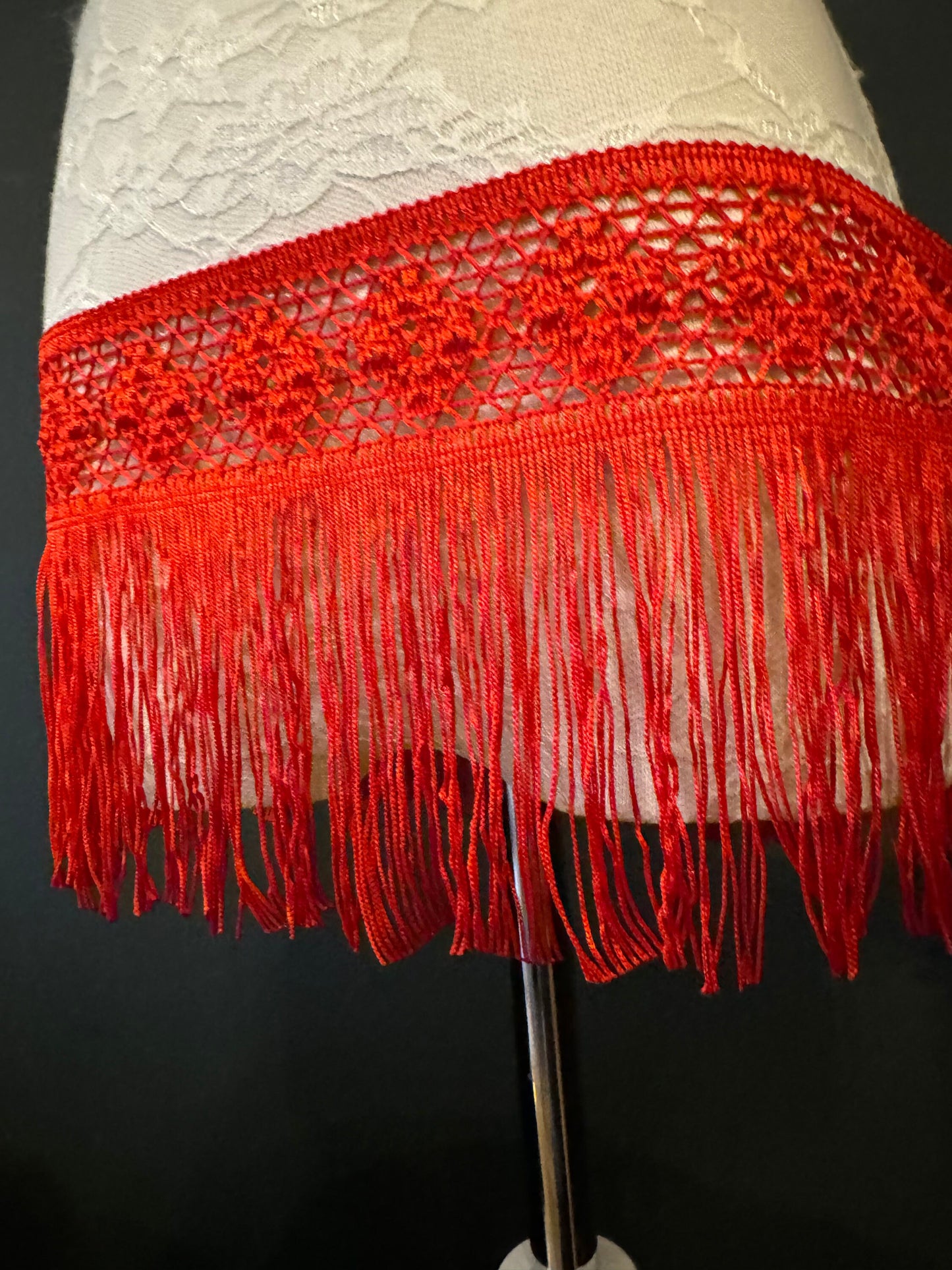 Red Fringe Trim, 6" Wide, UK Made, FAN Exclusive