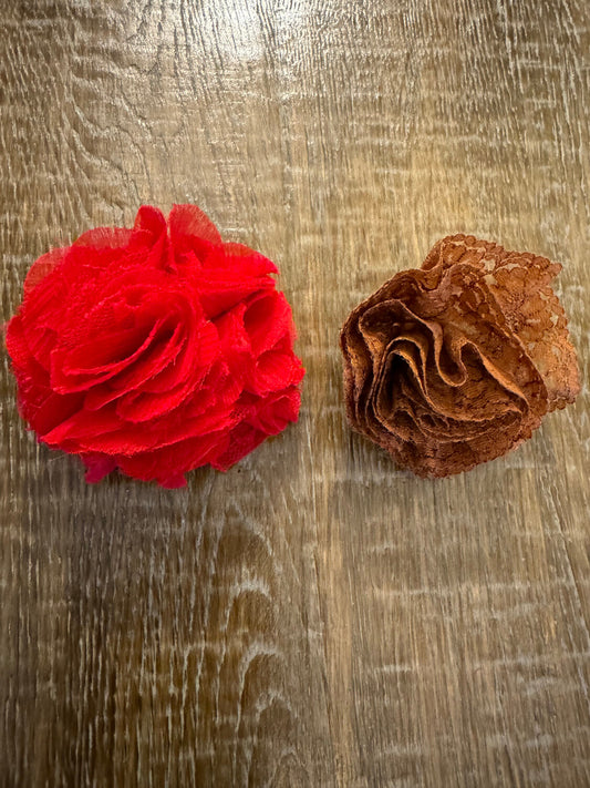 Corsage Flower, Pin on Flower, Corsage Brooch, Lace Corsage, Red, Brown Rust, Fashion, FAN Design