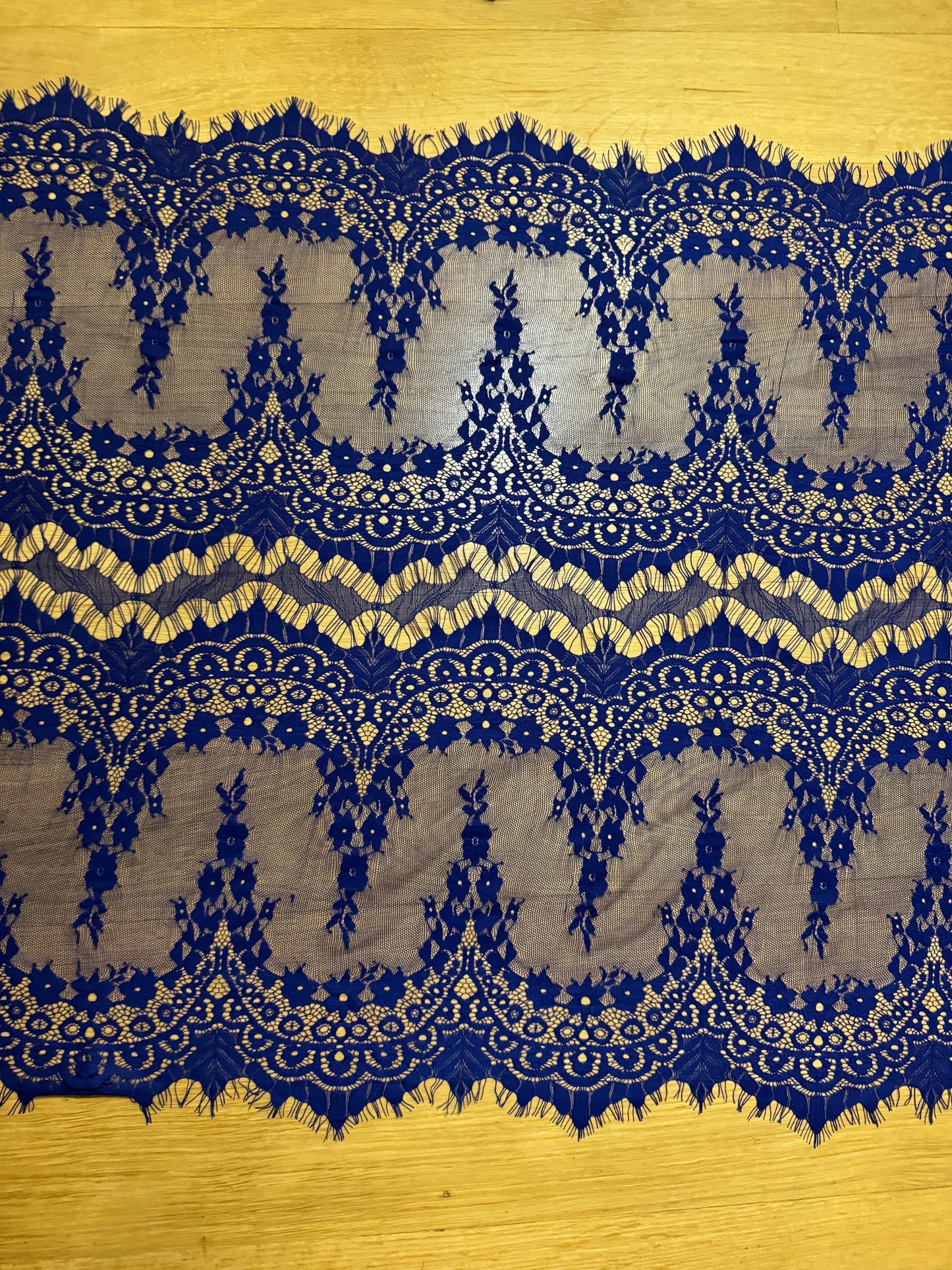 Royal Cobalt Blue Eyelash Lace Trim, 27" Wide, Double Scalloped
