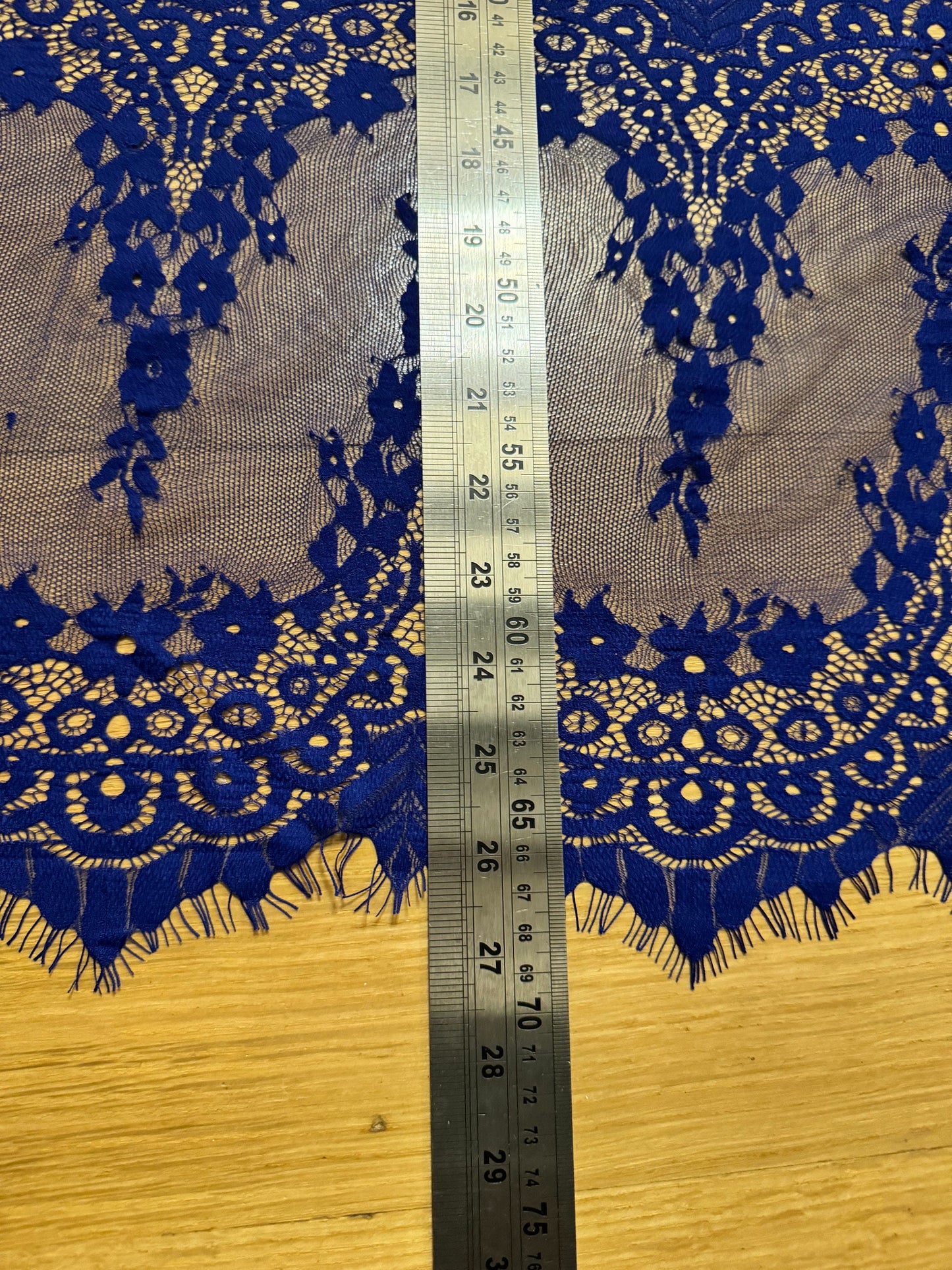 Royal Cobalt Blue Eyelash Lace Trim, 27" Wide, Double Scalloped