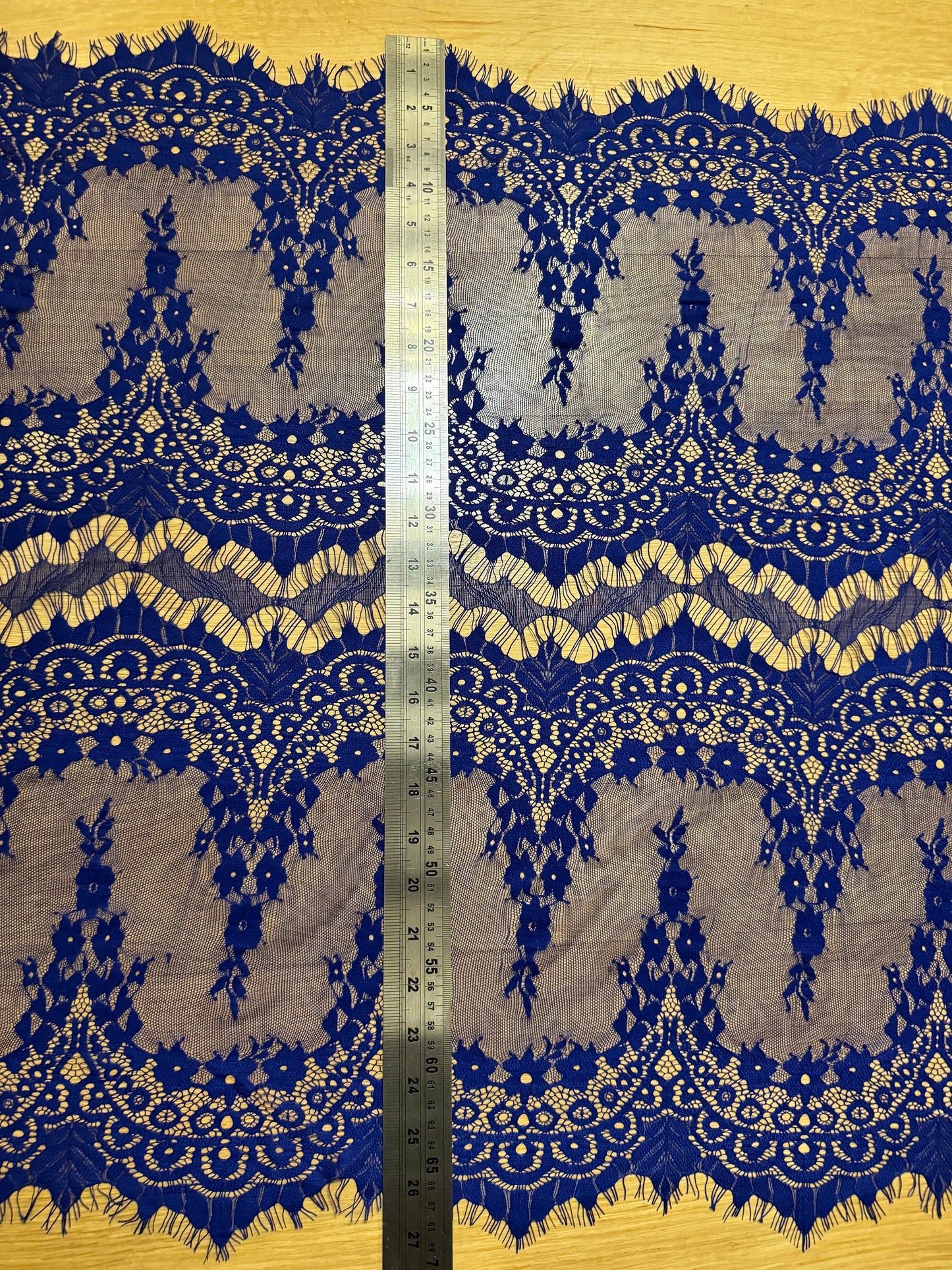 Royal Cobalt Blue Eyelash Lace Trim, 27" Wide, Double Scalloped