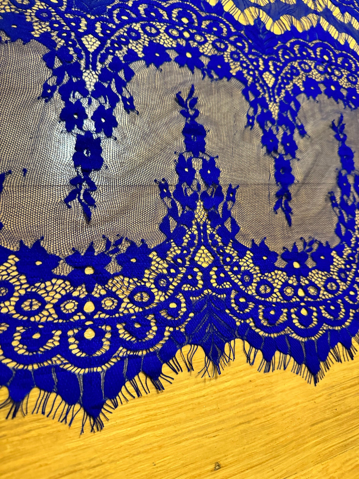 Royal Cobalt Blue Eyelash Lace Trim, 27" Wide, Double Scalloped