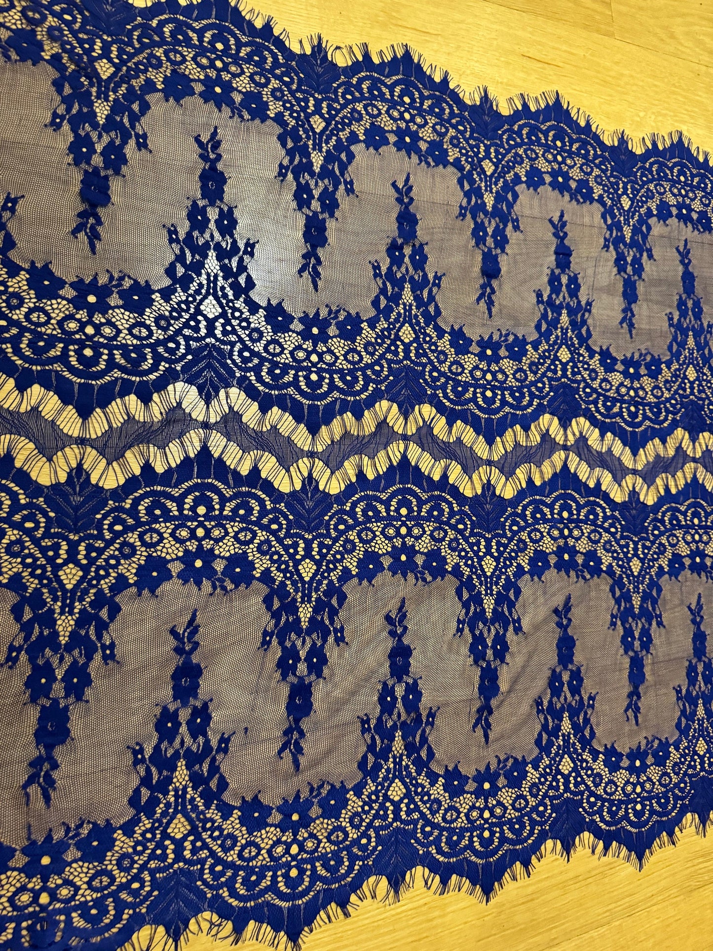 Royal Cobalt Blue Eyelash Lace Trim, 27" Wide, Double Scalloped
