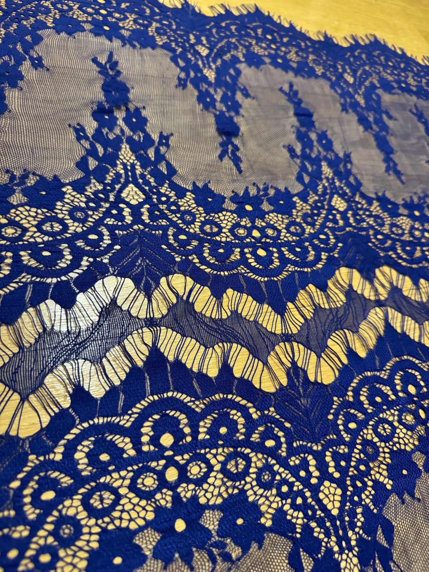 Royal Cobalt Blue Eyelash Lace Trim, 27" Wide, Double Scalloped