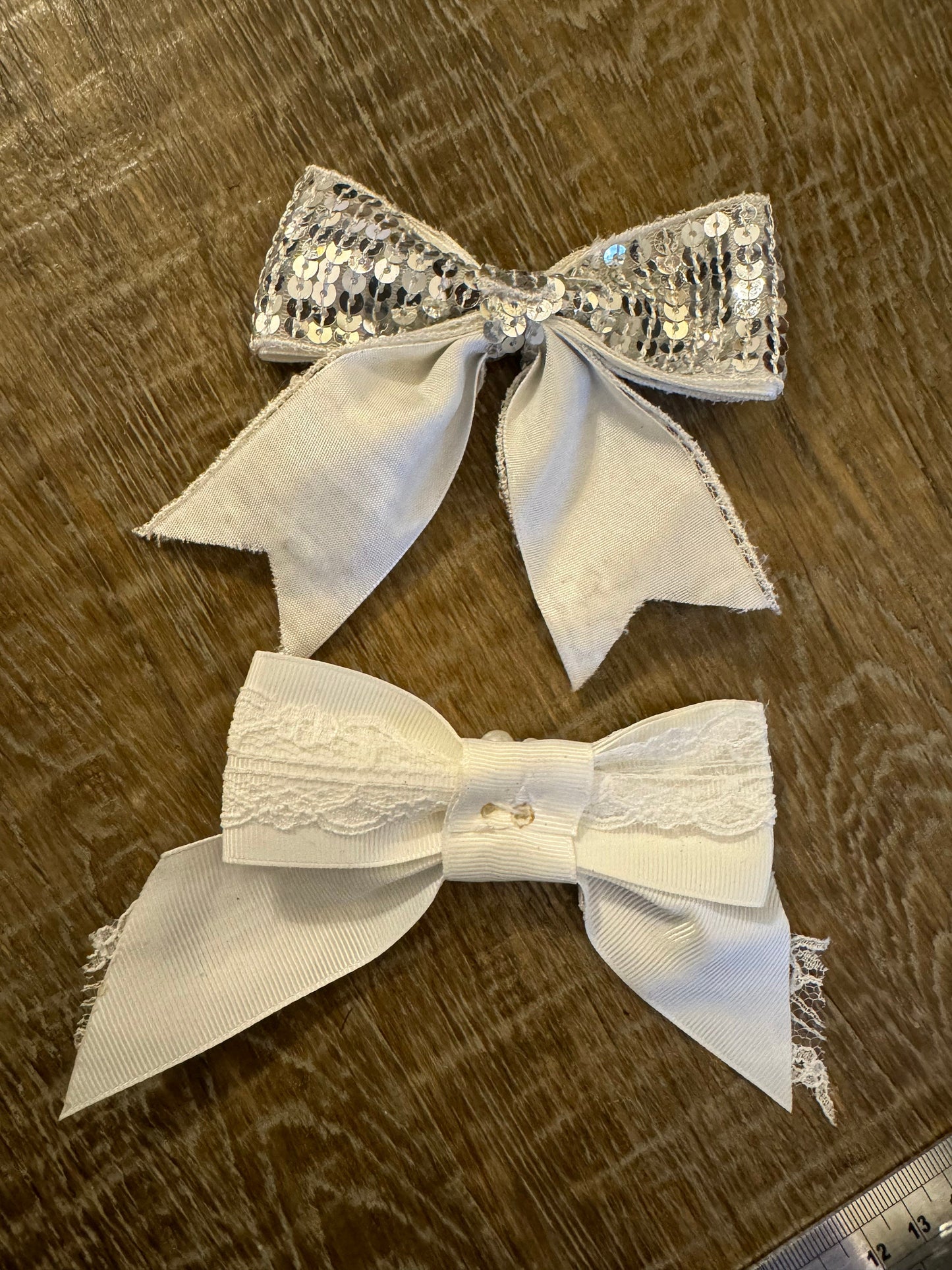 Handmade Sequin Bows, Sew On, Ribbon & Grosgrain Cream Bow