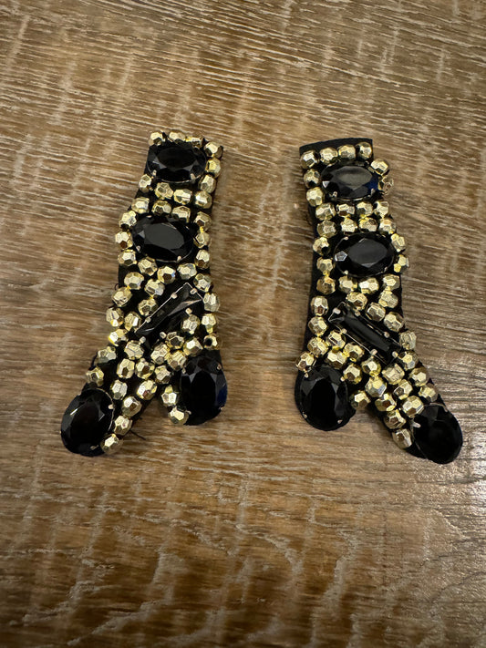 2x Brooch, Beaded Brooch, Shoe Design, Gold, Black, Felt Based Brooch, Handmade, FAN Design