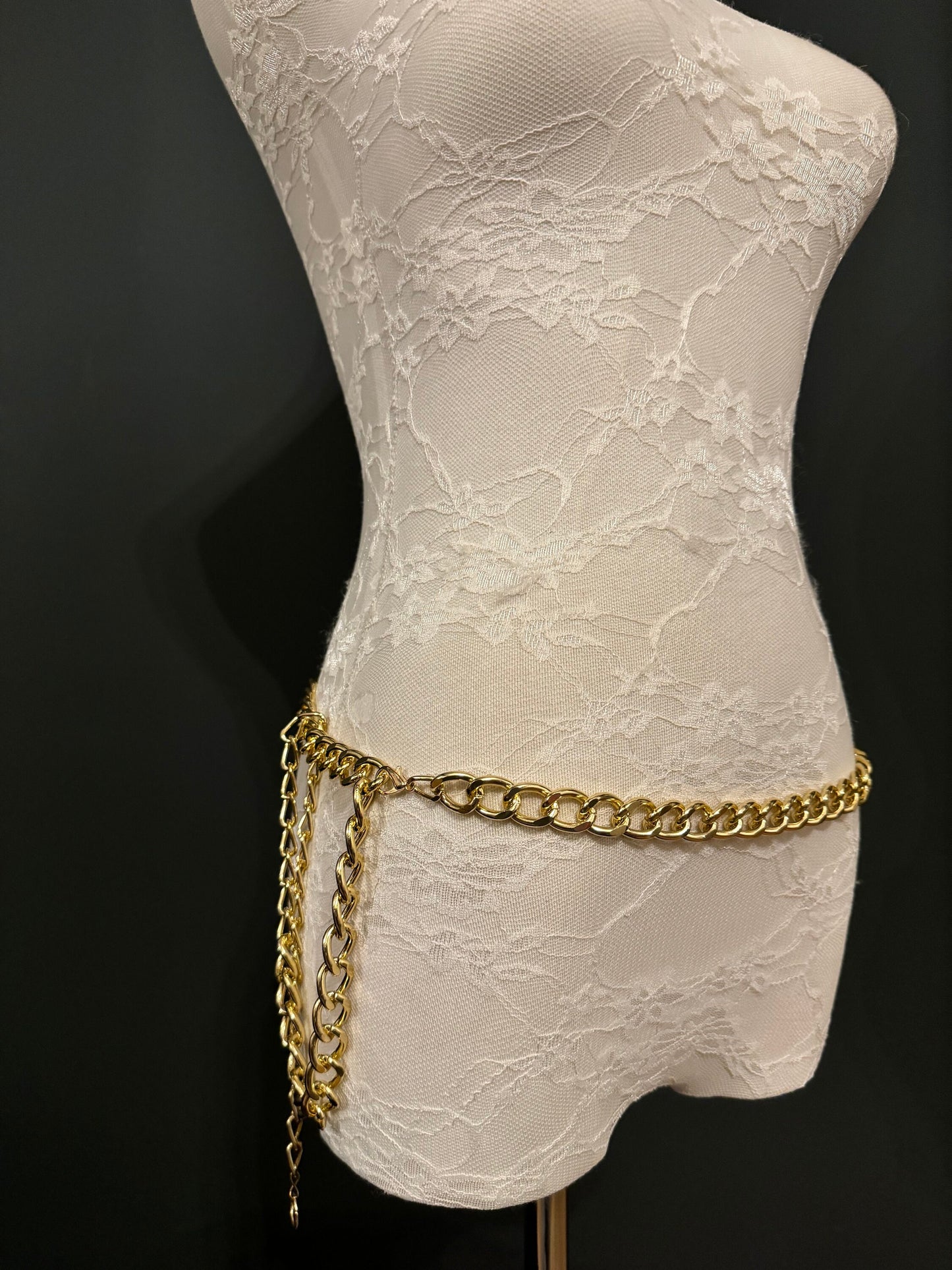 Gold Metal Chain Belt, Handmade to Measure 18–60 Inch Waist