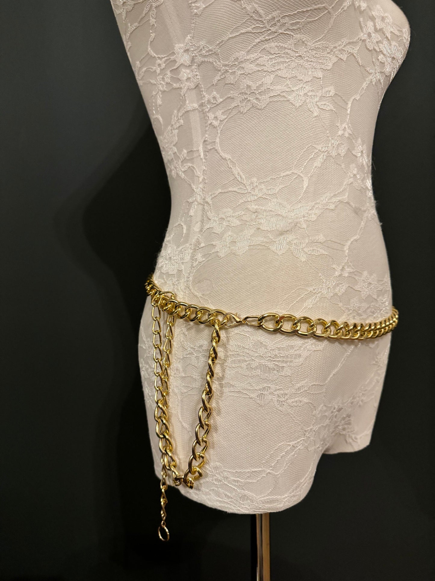 Gold Metal Chain Belt, Handmade to Measure 18–60 Inch Waist