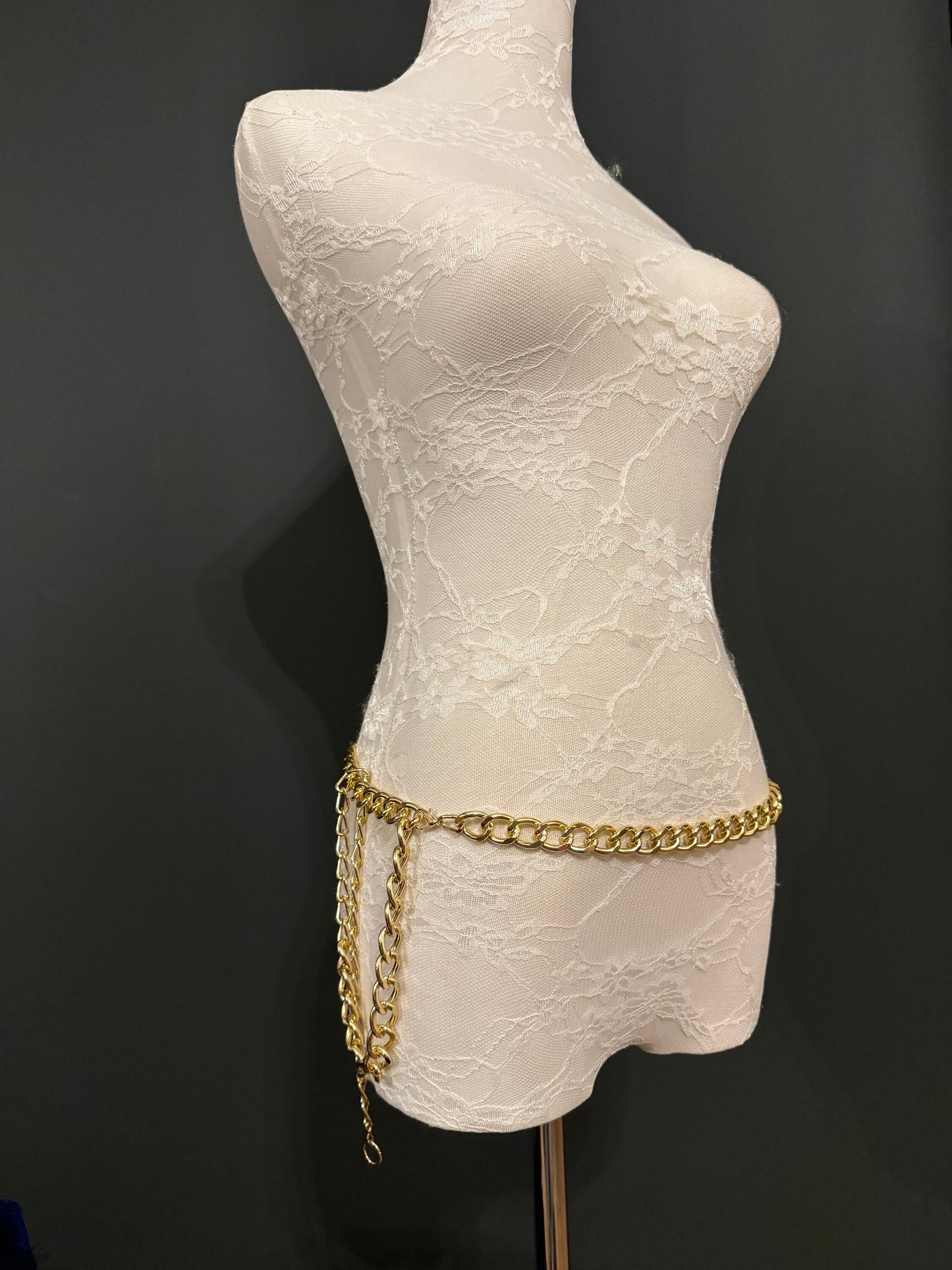 Gold Metal Chain Belt, Handmade to Measure 18–60 Inch Waist