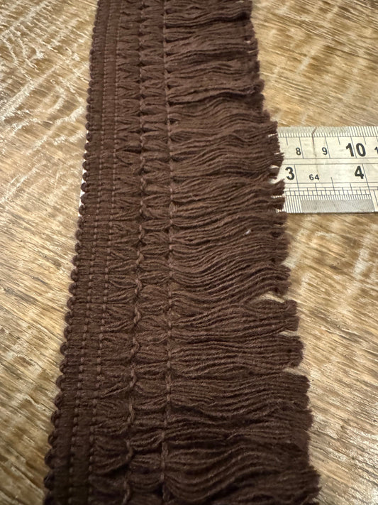 7cm Wide Cotton Fringe, Rich Brown Cotton Fringe, UK Made Cotton Fringe, Quality Cotton, 2.8” Wide cotton fringe, Curtains, Clothing, Craft