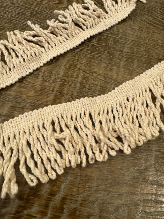 6cm Wide Cotton Fringe, Rich Cream Looped Cotton  Fringe, UK Made Cotton Fringe, Quality Cotton, 2.5” Wide fringe, Curtains, Clothing, Craft
