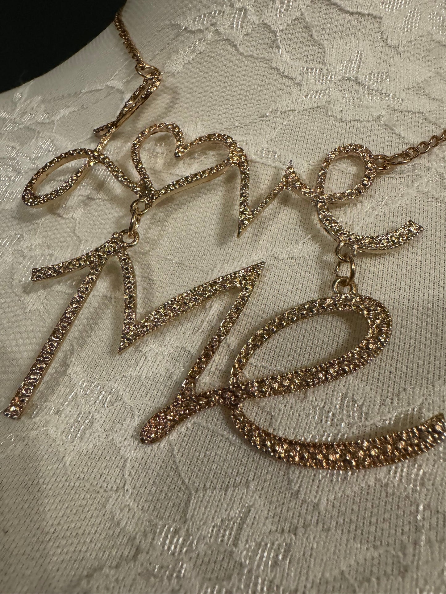 Gold Metal 'Love Me' Necklace, Adjustable Chain