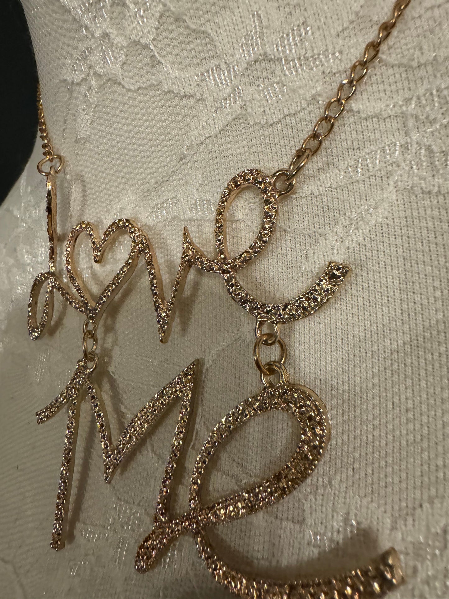 Gold Metal 'Love Me' Necklace, Adjustable Chain
