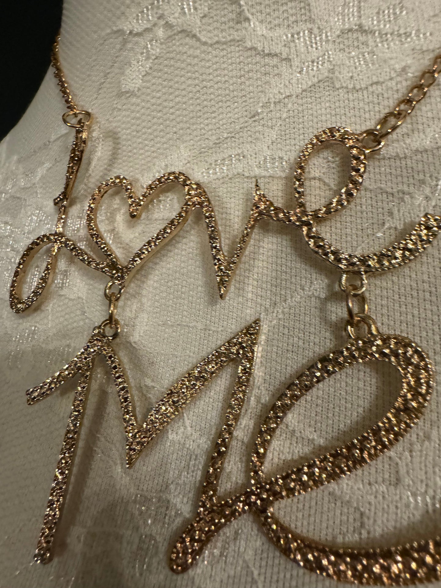 Gold Metal 'Love Me' Necklace, Adjustable Chain