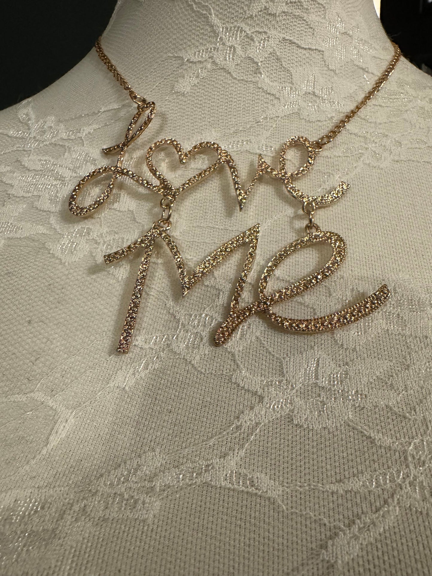 Gold Metal 'Love Me' Necklace, Adjustable Chain