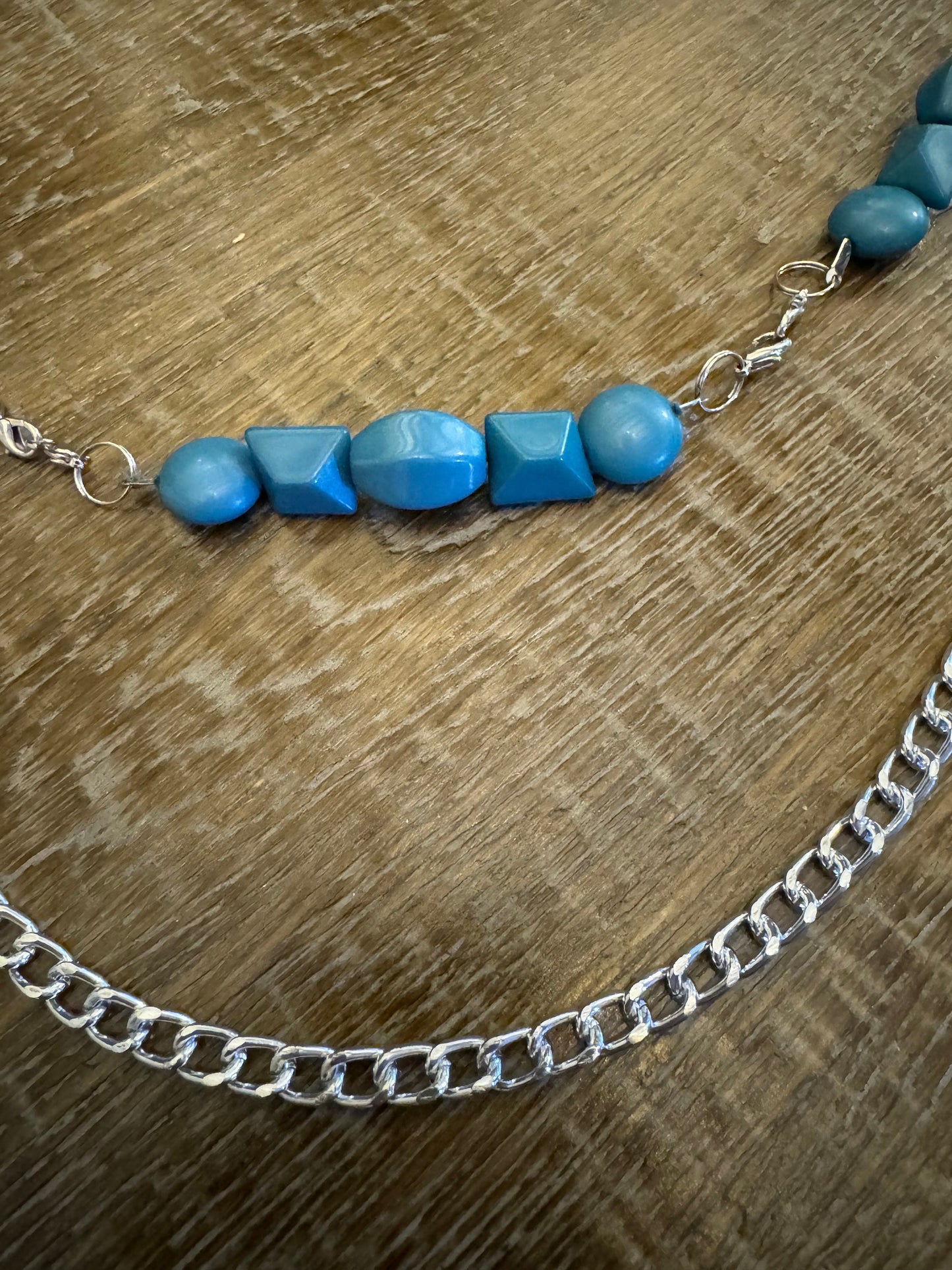 Jeans Chains, Beaded Jeans Chain, Fashion, 3 size selection, Silver, Teal Beads, FAN Design